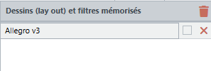 Liste des configurations sauvées, dont une par défaut Liste des configurations sauvées, dont une par défaut