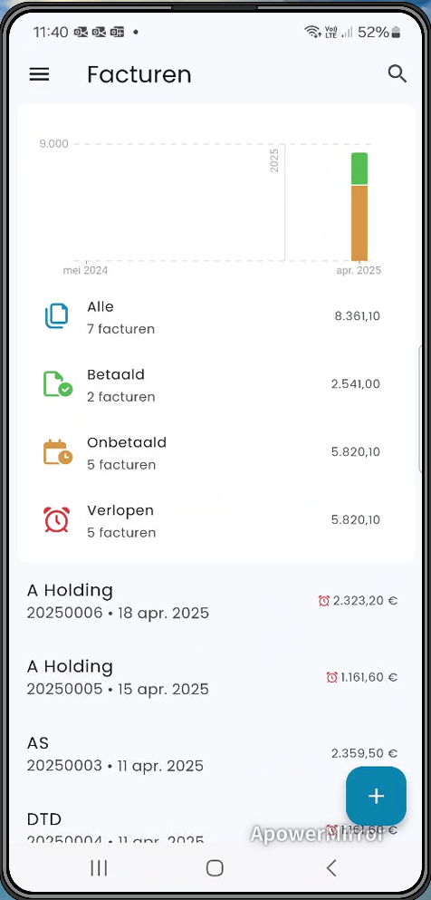 Facturen op Smartphone